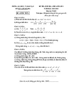 Đề chọn HSG Toán 8 năm 2015 – 2016 phòng GD&ĐT huyện Sơn Dương – Tuyên Quang