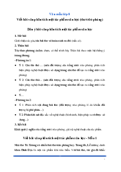 Văn mẫu lớp 8: Viết bài văn phân tích một tác phẩm văn học (thơ trào phúng) Ngữ Văn 8 | Kết nối tri thức