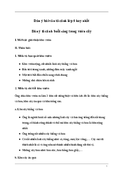 Dàn ý tả cảnh một buổi sáng (hoặc trưa, chiều) trong vườn cây (hay trong công viên, trên đường phố, trên cánh đồng, nương rẫy) | Tập làm văn lớp 5