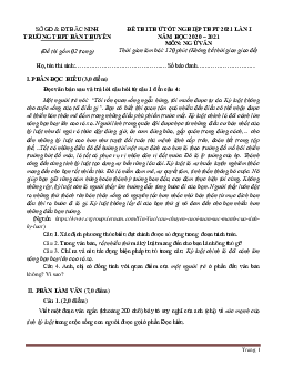 Đề thi thử tốt nghiệp môn Văn 2021 Trường THPT Hàn Thuyên lần 1 (có đáp án)