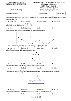 Đề thi thử tốt nghiệp THPT 2021 lần 1 môn Toán trường THPT Hàn Thuyên – Bắc Ninh