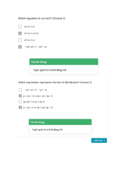 Trắc nghiệm Toán rời rạc (Có đáp án)