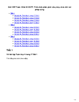 Vở bài tập Toán lớp 4 Bài 42: Tính chất phân phối của phép nhân đối với phép cộng Kết nối tri thức
