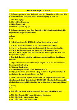 Câu hỏi trắc nghiệm môn luật doanh nghiệp