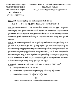 Đề giữa kì 1 Toán 10 năm 2023 – 2024 trường THPT Gia Định – TP HCM