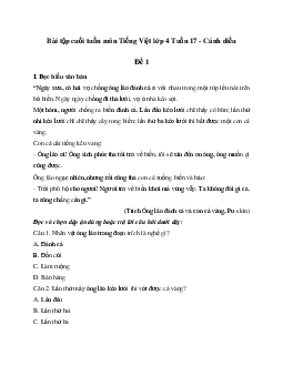 Giải Bài tập cuối tuần lớp 4 môn Tiếng Việt Cánh diều - Tuần 17