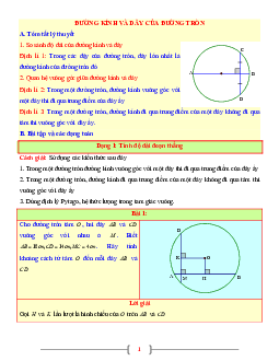 Tài liệu Toán 9 chủ đề đường kính và dây của đường tròn