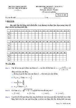 Đề thi HK1 Toán 12 năm học 2016 – 2017 trường chuyên Nguyễn Thị Minh Khai – Sóc Trăng