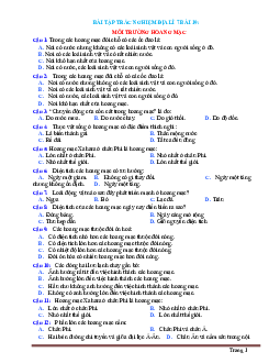 Trắc nghiệm Địa 7 Bài 19: Môi trường hoang mạc (có đáp án)