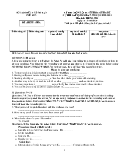 Kì thi chọn đội tuyển chính thức dự thi HSG quốc gia lớp 12 THPT tỉnh Phú Yên năm học 2020-2021 môn thi Tiếng Anh