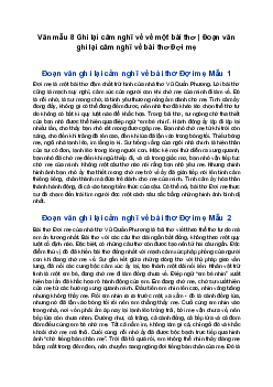 Văn mẫu 8 | Đoạn văn ghi lại cảm nghĩ về bài thơ Đợi mẹ