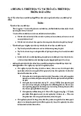 Chương I Triết học và vai trò của triết học trong đời sống | Môn Triết học Mác - Lênin - Đại học Bách Khoa Hà Nội