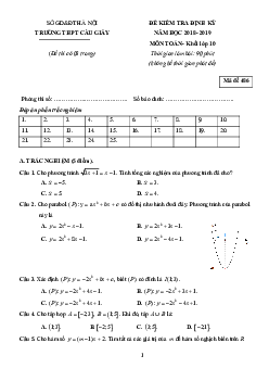 Đề kiểm tra định kỳ Toán 10 năm học 2018 – 2019 trường THPT Cầu Giấy – Hà Nội