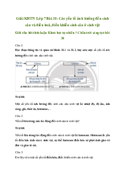 Giải khoa học tự nhiên 7 Bài 38: Các yếu tố ảnh hưởng đến sinh sản và điều hoà, điều khiển sinh sản ở sinh vật | Chân trời sáng tạo