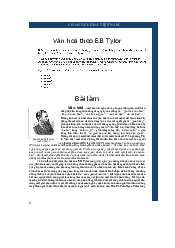 Dựa trên quan điểm của bản thân và những gì tìm hiểu được hãy phân tích những ưu điểm và hạn chế về "Văn hóa" của  E.B Tylor
