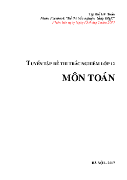 Tuyển tập đề thi trắc nghiệm lớp 12 môn Toán (Dự án 2)