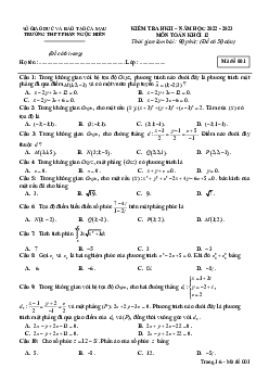 Đề cuối kỳ 2 Toán 12 năm 2022 – 2023 trường THPT Phan Ngọc Hiển – Cà Mau