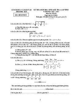 Đề học sinh giỏi cấp tỉnh Toán THCS năm 2022 – 2023 sở GD&ĐT Phú Yên