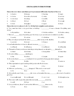 Bài tập Tiếng Anh lớp 12 unit 8 Life in the future