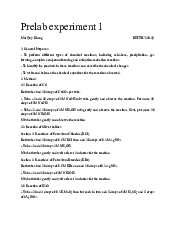 Prelab experiment 1 - Chemistry Laboratory | Trường Đại học Quốc tế, Đại học Quốc gia Thành phố HCM