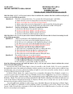 Đề thi học kì 1 môn Tiếng Anh 11 năm 2023 - 2024 sách Cánh diều