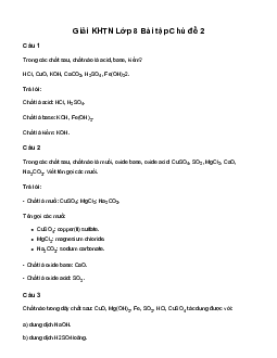Giải KHTN 8: Bài tập Chủ đề 2 | Cánh diều