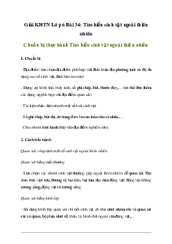 Giải KHTN 6 Bài 34: Tìm hiểu sinh vật ngoài thiên nhiên - Chân trời sáng tạo