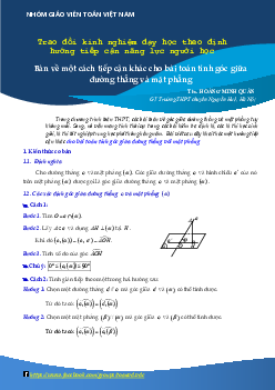 Bàn về một cách tiếp cận khác cho bài toán tính góc giữa đường thẳng và mặt phẳng