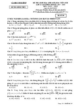 Đề thi học sinh giỏi Toán 12 cấp tỉnh năm học 2017 – 2018 sở GD và ĐT Ninh Bình