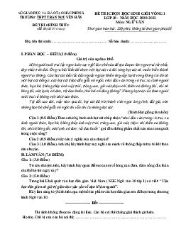 Đề thi HSG văn lớp 10 năm 2020-2021 trường Trần Nguyên Hãn vòng 1 (Có đáp án)