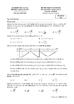 Đề thi tháng 9 năm 2018 môn Toán 12 trường THPT chuyên Bắc Giang