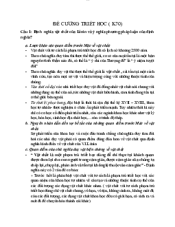 Đề cương triết học môn Triết học Mác -Lênin | Đại học sư phạm Hà nội
