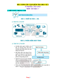 Đề cương ôn tập học kỳ 1 Tin 7 năm học 2023-2024