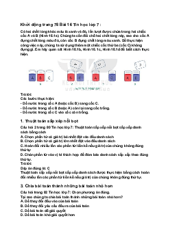 Giải SGK Tin học 7 Bài 16: Thuật toán sắp xếp| Kết nối tri thức