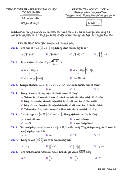 Đề thi học kỳ 1 Toán 10 năm 2019 – 2020 trường THPT Phan Đình Phùng – Hà Nội