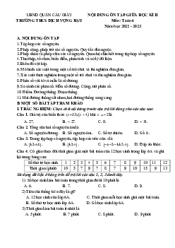 Đề cương giữa kì 2 Toán 6 năm 2022 – 2023 trường THCS Dịch Vọng Hậu – Hà Nội