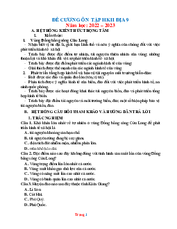 Đề cương ôn tập địa 9 học kỳ 2 năm 22-23