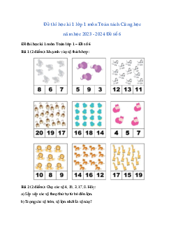 ĐỀ KIỂM TRA CUỐI HỌC KÌ 1 lớp 1 môn Toán - NĂM HỌC 2023-2024 | Đề 6 | Cùng học để phát triển năng lực