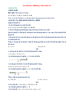 Chuyên đề bất phương trình bậc nhất một ẩn