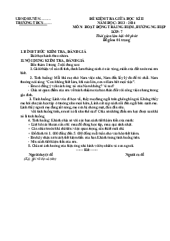 Đề thi giữa học kì 2 môn Hoạt động trải nghiệm hướng nghiệp 7 sách Cánh diều - Đề 1