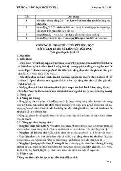 Giáo án Bài 6: Giới thiệu về liên kết hóa học | Khoa Học Tự Nhiên 7 Kết nối tri thức