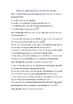 Đáp án trắc nghiệm tập huấn sgk Tin học 4 | Kết nối tri thức