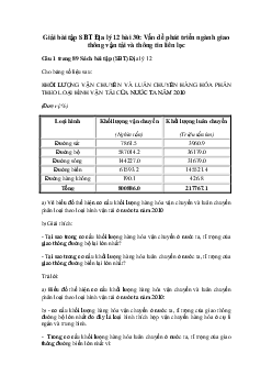 Giải bài tập SBT Địa Lý 12 bài 30: Vấn đề phát triển ngành giao thông vận tải và thông tin liên lạc