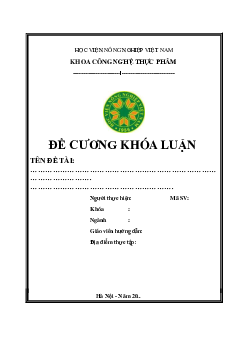 Mẫu đề cương khóa luận | Học viện Nông nghiệp Việt Nam