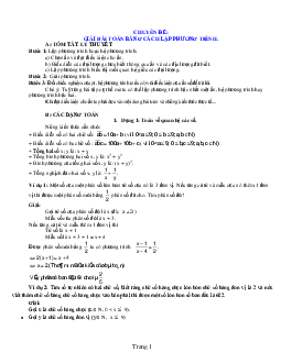 Chuyên đề giải bài toán bằng cách lập phương trình toán 9