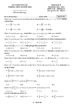 Đề giữa học kì 2 Toán 12 năm 2021 – 2022 trường THPT Nguyễn Huệ – Đắk Lắk