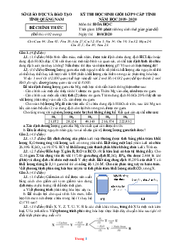 Đề thi học sinh giỏi lớp 9 cấp tỉnh năm 2019-2020 môn hóa học Sở GD Quảng Nam (có lời giải)