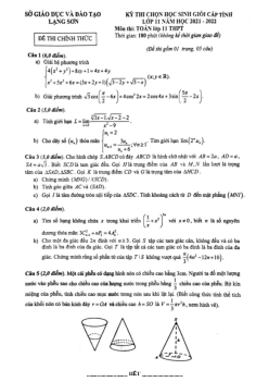 Đề thi học sinh giỏi cấp tỉnh Toán 11 năm 2021 – 2022 sở GD&ĐT Lạng Sơn