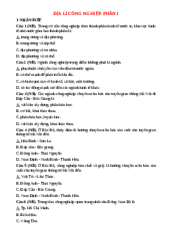 TOP 100 câu trắc nghiệm Địa lí công nghiệp theo từng mức độ (có đáp án)