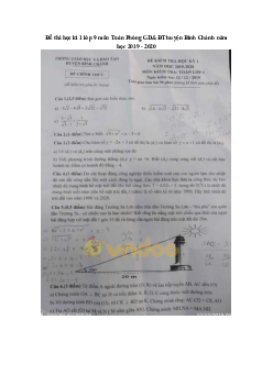 Đề thi học kì 1 lớp 9 môn Toán Phòng GD&ĐT huyện Bình Chánh năm học 2019 - 2020